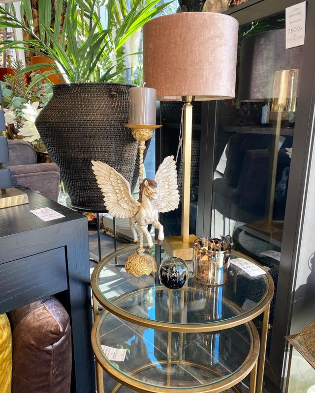 6724985 - Side table S/2 Ø40x45+Ø50x52 cm DUARTE glass-gold