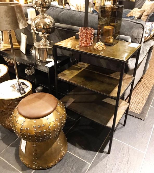 Hovedbilde Mille sidebord vintage brass - lampebord 06-25042