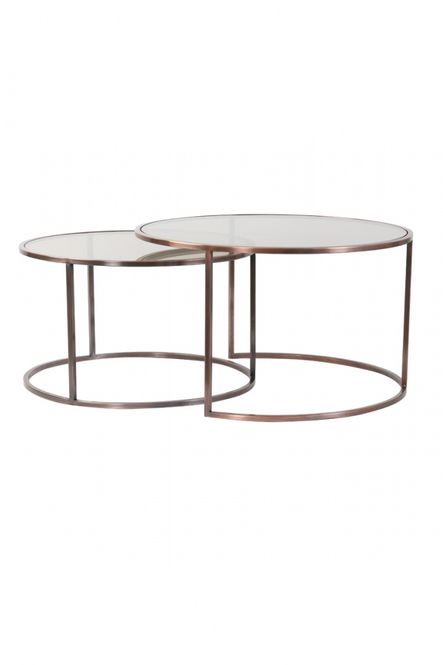 Hovedbilde DUARTE  gls brwn+ant copper  Coffee table S/2 ...