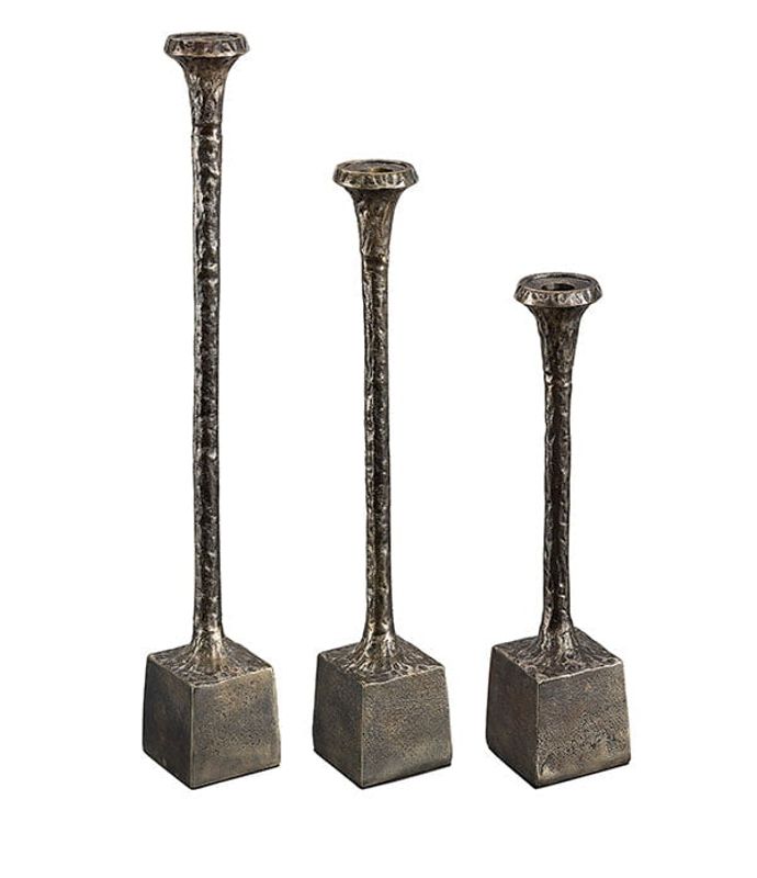CANDELA 3-SET lysestaker     Antique brass. Metall.