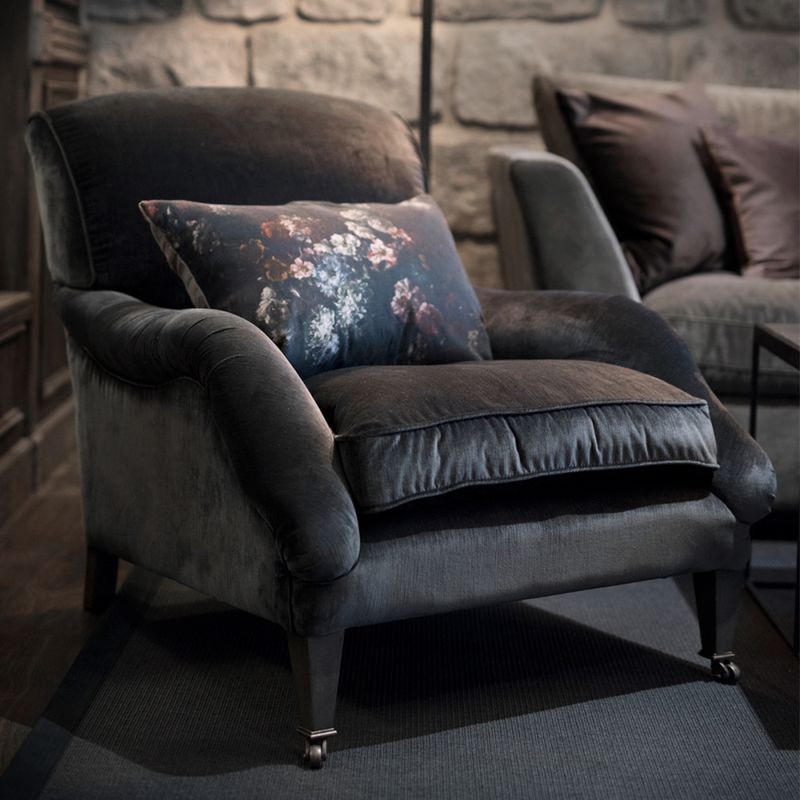 WINSTON Lounge chair velvet charcoal  04-93833