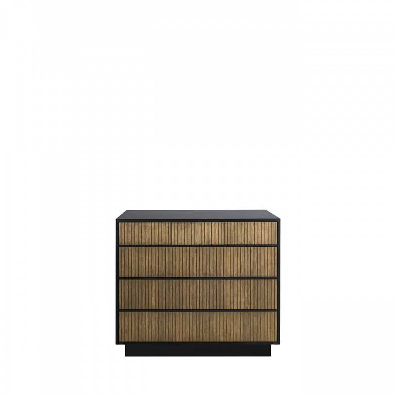 Line kommode Burned Walnut/Black 3+3 inkl. sokkel
