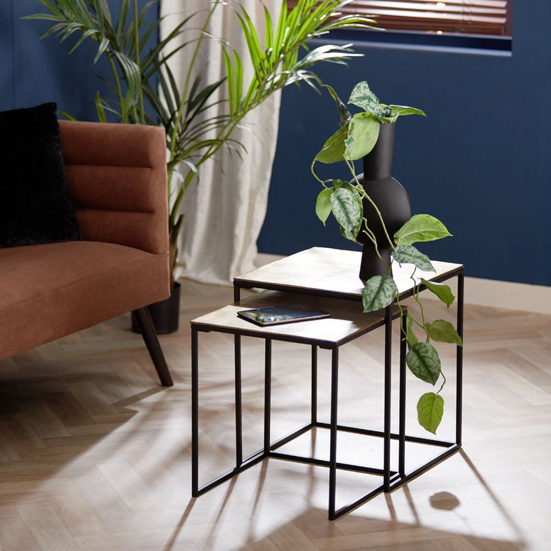 Banos antique bronze Sidebord  - Side table S/2 40x40x45+44,5x44