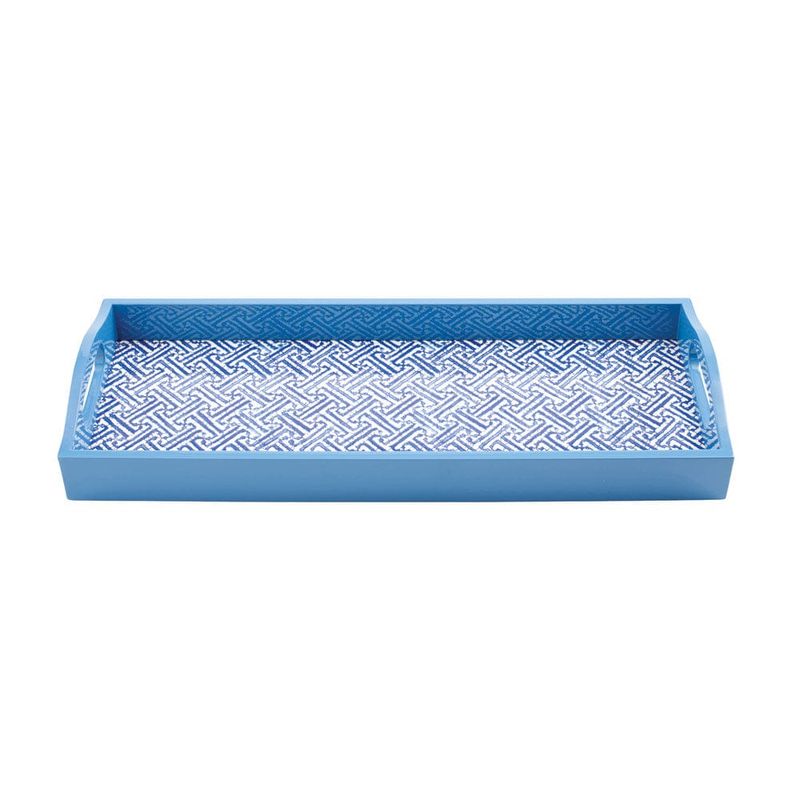 Fretwork Lacquer Bar Tray in Blue - 1 Each Caspari SKU: 16450LQB