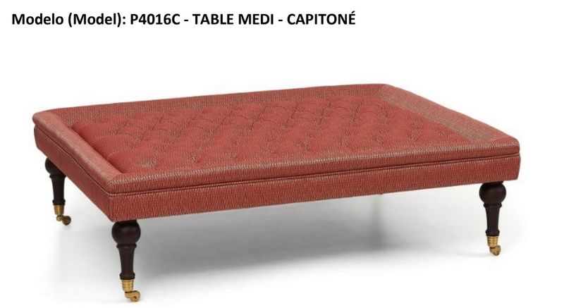 Puff Table Medi med knapper - Puff som brukes som bord 