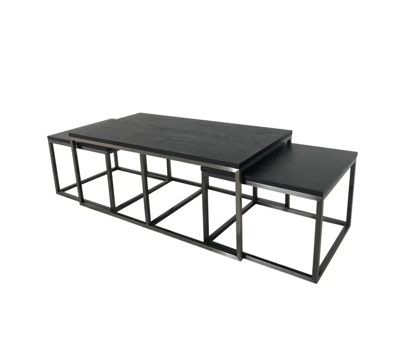  Salongbord Oceanside sett av 3 m sort finer - sorte bein  