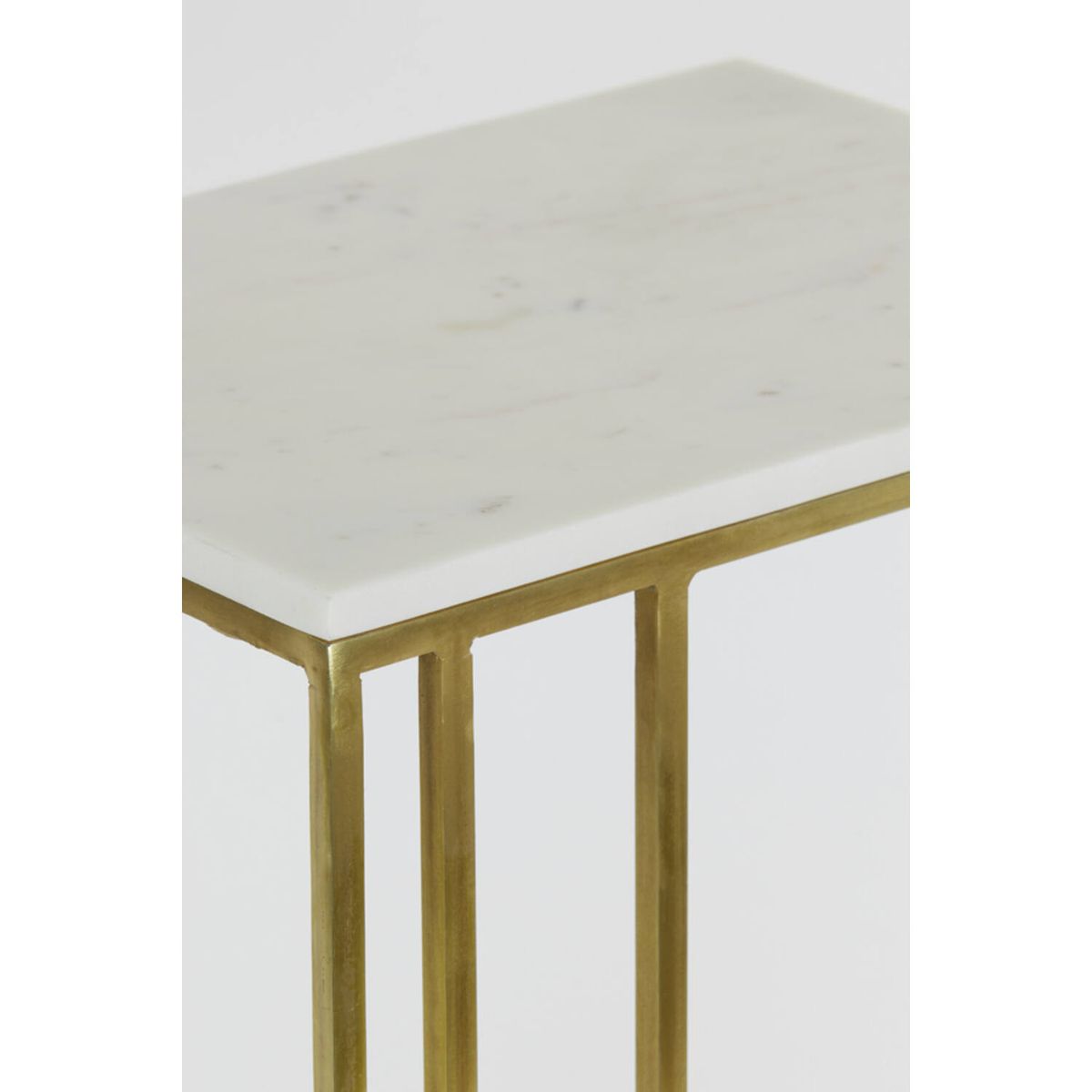 Side table 41x31x66 cm ROSHAN white marble+antique bronze