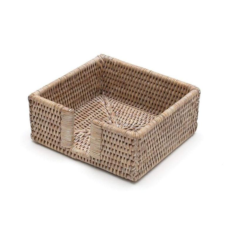 Rattan Cocktail Napkin Holder in White Natural - Caspari HC01W