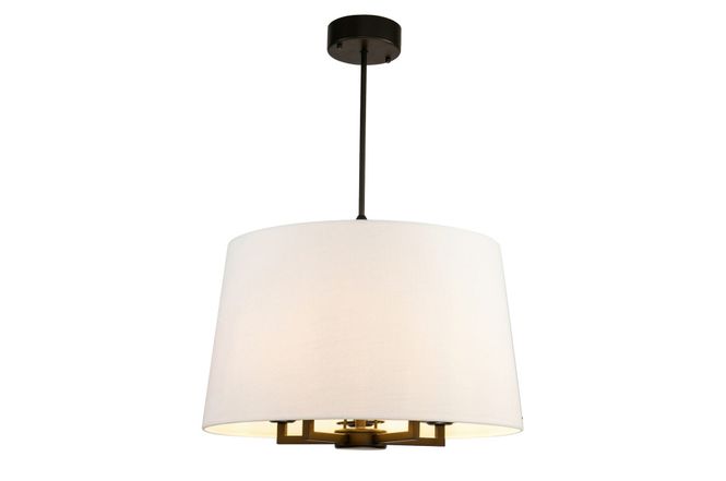 Hovedbilde  Taklampe Aruba D60cm 5armer sort Hvit lin skjerm ...
